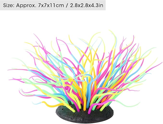 Aquarium Decorations, Artificial Sea Anemone Coral Soft Silicone Simulation Luminous Sea Anemone Coral for Aquarium Fish Tank Decoration