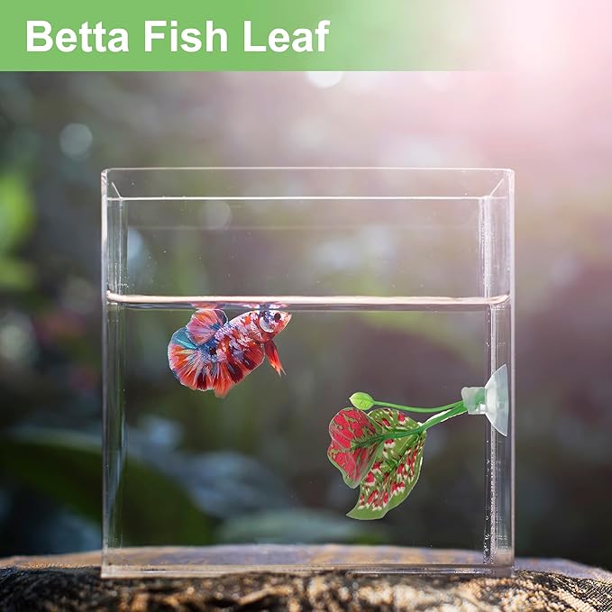 Betta Fish Leaf, Natural Habitat Simulation for Betta Spawnings Grounds, Betta Spawnings Leaves, Resting Bed, Large Small Leaves, Red Green