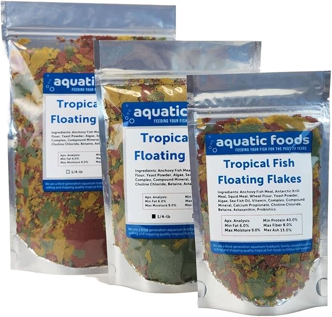Tropical Fish Flakes, Mix of Krill, Color Enhancing, Spirulina Flakes for Cichlids, Angels, Tetras, Guppies, All Tropical Fish...WL…5-lbs Poly Bag