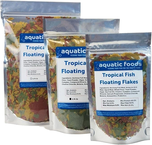 Tropical Fish Flakes, Mix of Krill, Color Enhancing, Spirulina Flakes for Cichlids, Angels, Tetras, Guppies. 12-Type Pellet Mix & 4-Type Wafers Included...WL 2 x 1/2-lb Foil Bag