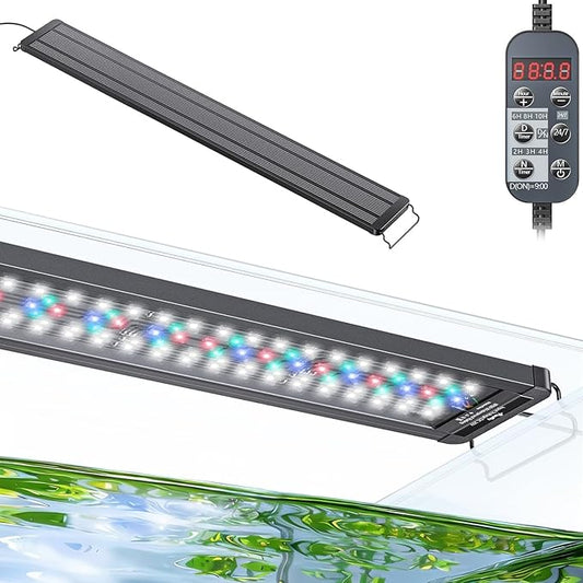 Pawfly 38W Planted Aquarium LED Light for 36" to 48" Fish Tanks, 24/7 Extendable Fish Tank Light with Timer & Full Spectrum IP68 Waterproof, D/N Mode, Dimmable, Aquarium Grow Light for Plants
