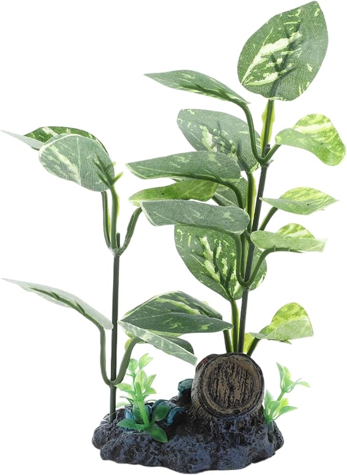 Aquarium Plastic Plants, Silk Aquarium Plants, Silk Plants for Betta Fish Tank, Plant Decoration for Aquarium, Dark Green, Pointed Leaves, 6.5" Tall