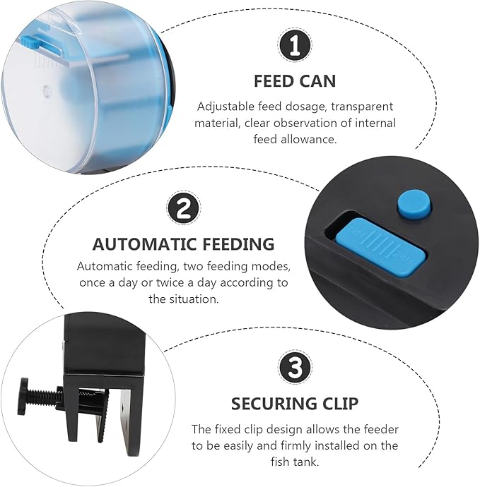 BESPORTBLE Automatic Aquarium Turtle Feeder with Timer Function, Household Intelligent Fish Feeding Device for Tank, Blue Plastic Fish Food Dispenser Suitable for Aquatic Pets