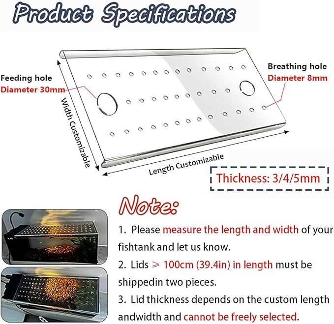 Cat Proof Fish Tank Lid, Custom Fish Tank Hood Cover, Jump Guard Aquarium Cover, Prevents Fish from Jumping Out(48x20in/121.92x50.8cm)