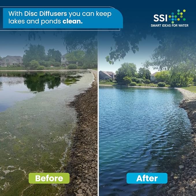 ECD350-E | 12” EPDM Fine Bubble Disc Diffuser | Aerators for Ponds, Lakes and Aquarium or Water Treatment | 3/4 MNPT nipple | SSI Aeration Original (1)