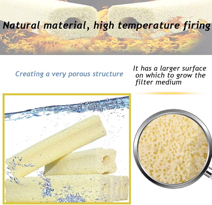 PINVNBY 20 Pcs 6.2-Inch Large Aquarium Filter Media Fish Tank Ceramic Media for Sump Canister Filter,Bakki Showers Filter,Trickle Filter,Aquaculture and Koi Ponds