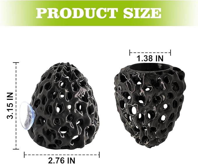 Shrimp Dome Hide, Shrimp Hides for Aquarium, Betta Fish Hideout with Suction Cup, Betta Habitat Tank Ornament Accessories, Aquarium Decor for Small Fish Guppy Hiding Resting (Black)