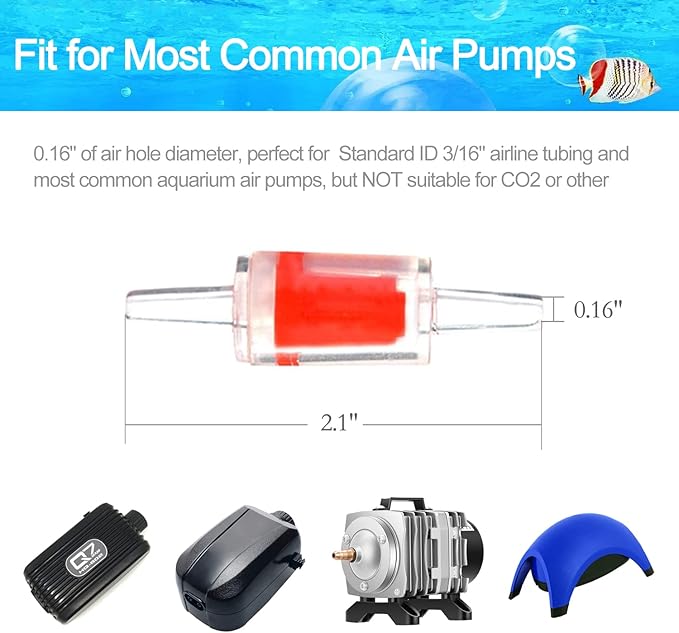 Aquarium Air Check Valve - Non-Return One Way Air Valve Red Clear Plastic Check Valve for Aquarium Air Pump Perfect for Fish Tank Aerator 10PCS