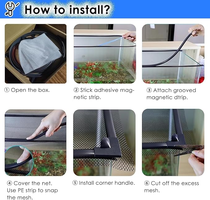Aquarium Anti-Jump Cover， Terrarium Ventilation Opening Hood Avoid Cat Catching Fish Front/Side Mount(L130xW40cm(51.2x15.7in))