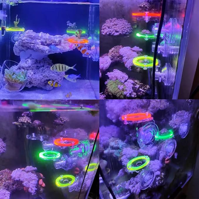 kcrygogo Coral Frag Holder Acrylic Coral Rack with Powerful Suction Cup Suitable for Household Fish Tanks (4pcs Fluorescent Four-Color Single-Hole Acrylic Stand)