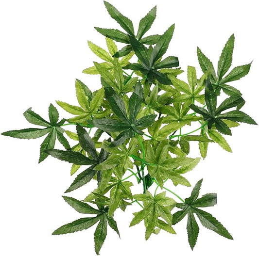 Aquarium Reptile Plants Artificial Plastic Leaves Hanging Silk Terrarium Plant with Suction Cups,Simulation Landscape Decorations for Bearded Dragons,Lizards,Geckos,Snake