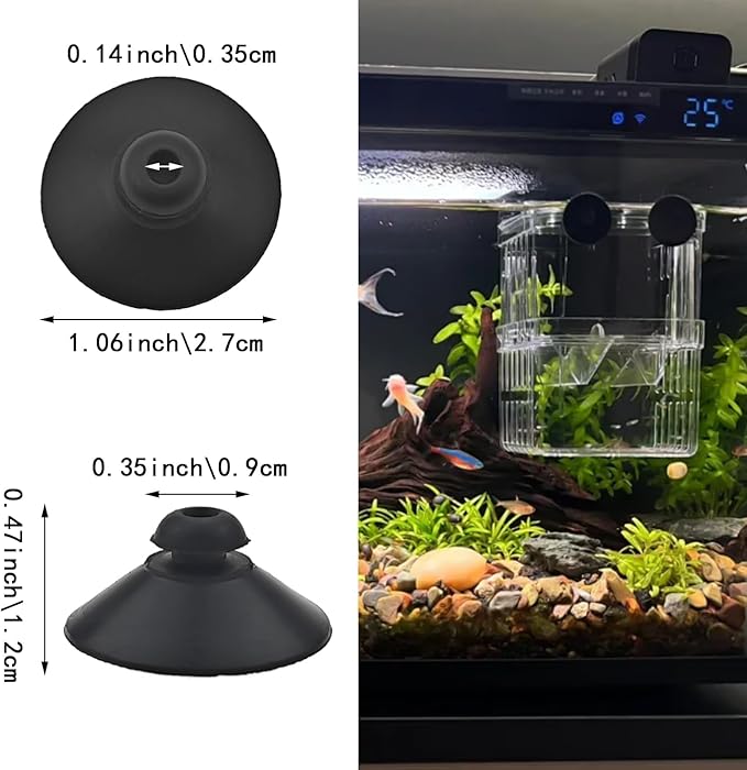 24PCS Rubber Fish Tank Suction Cups Black Sucker Clips Fish Tank Attachments for Tank Pump, Overhead Line Tube, Fish Tank Aeration Setup
