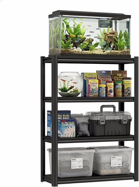 Fish Tank Stand Aquarium Stand 1600LBS Metal Shelving Adjustable Storage Shelves Heavy Duty Display Shelves Utility Shelf for Turtle Tank, Reptile Terrarium, 44"H × 31.5"W × 11.8"D, Black
