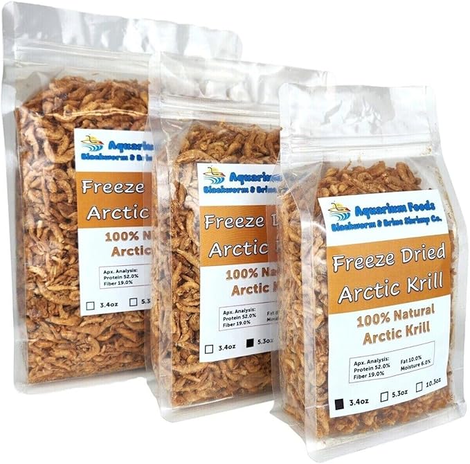 Arctic Krill, Floating Freeze Dried Krill for Tropical Fish, Marine Fish, Cichlids, Catfish, Pond Fish, Aquatic Turtles, Land Turtles, Hamsters, Rodents, Reptiles…10.3oz Clear Bag