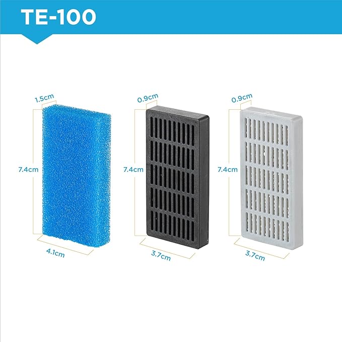 Replacement Cartridge for Fish Tank Filter TE-100 with Aquarium Filter Foam, Active Carbon and Ceramic Ring(TE100-S)