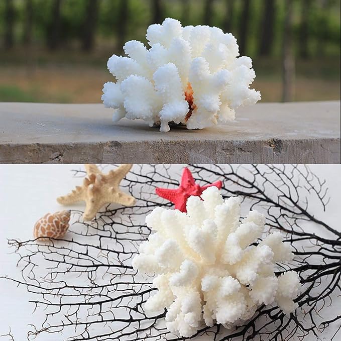 Besimple Pack of 2 Artificial Coral Ornament, Aquarium Resin Coral Decor Underwater Sea Plants Fish Tank Decoration Aquarium Plants