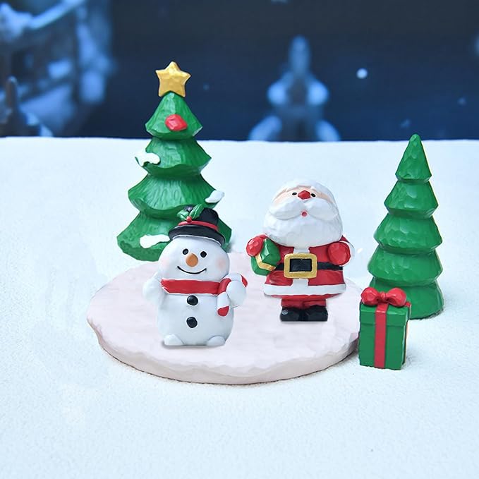 4 Pcs Christmas Aquarium Decoration - Cute Resin Ornament Fish Tank Decoration, Santa Christmas Tree Snowman Statue Supplies for Reptile House Cave Aquarium Xmas Decor