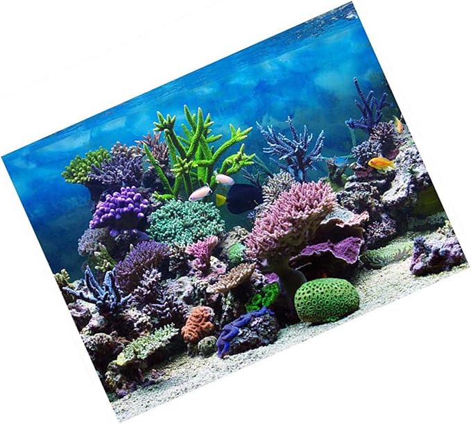 Fish Tank Poster, PVC Adhesive Fish Tank Decorations Pictures Aquarium Fish Tank Background Poster Underwater Backdrop Decoration Paper (122 * 61cm)