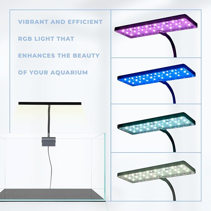 Aqua Worx EOS LED Aquarium Light - Adjustable Gooseneck With 7-Mode RGB Settings - Ideal for Planted Tanks, Fish Tanks, Nano Aquariums - N5 RGB