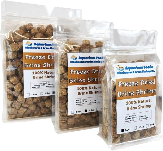 Brine Shrimp, Freeze Dried Floating Brine Shrimp Cubes for All Tropical Fish, Marine Fish, Discus, Cichlids, Koi & Pond Fish, Turtles…3.3oz Clear Bag