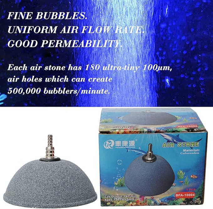 Quickun 2.36 Inch Updated Crazy Air Disc Stone Cylinder Bubbler Plus Diffuser Aquarium Fish Tank Hydroponics Pump Airstones Diffuser 3/16" 5/16" Hose ID, Pack of 2