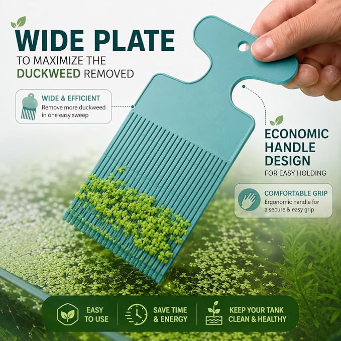 Aquarium Duckweed Removal Tool, 6.5 x 3 inch Floating Plant Comb Spatula, Aquatic Tank Cleaning Tool
