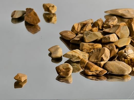 Wood Brown Pebbles,Small Gravel,1/4 Inch Nature Stones,Rocks for Reptile Terrarium,Turtle Tank,Indoor Plant Pots,Succulent,Garden Decor,Fish Tank,Vases,Aquarium Landscaping,5Lb