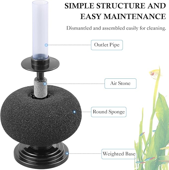 HITOP 110GPH Aquarium Air Pump and HITOP 7in Sponge Filter