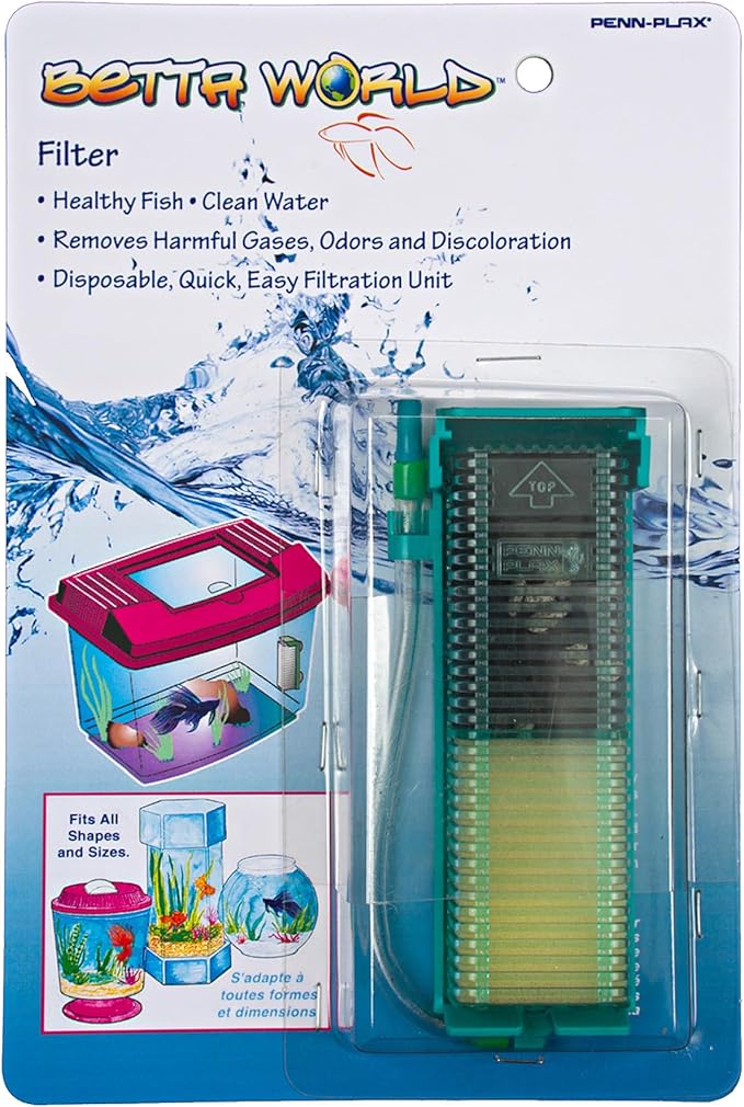 Penn-Plax Small World Aquarium Filter – Comes with a Disposable Media – Safe for Freshwater and Saltwater Setups (SWF1)