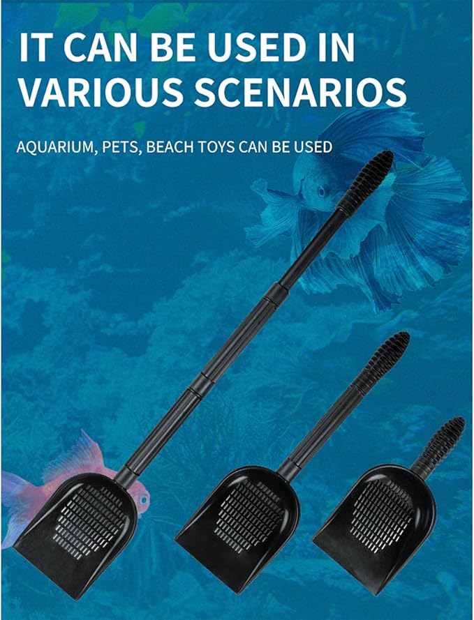 Gravels Sand Shovel for Fishtanks Gravels Scooper Aquariums Tool Ergonomic Gravels Strainer with Fishing Net 2PCS