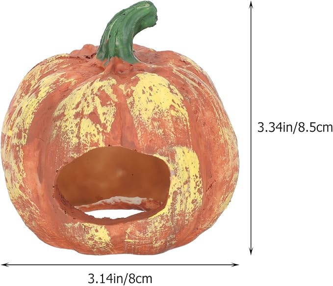 BESPORTBLE Hideout Cave Halloween Pumpkin Figurine, Resin Fish Tank Statue Halloween Aquarium Decorations for Reptile Tank Fish Tank