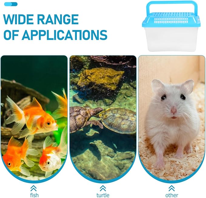 Toddmomy Handheld Transparent Aquarium Portable Plastic Aquarium with Lid for Turtles, Hamsters, and Small Pets (Random Color Lid)
