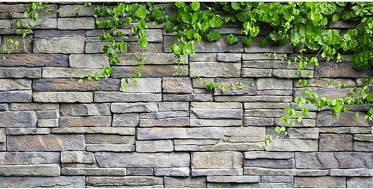 AWERT Vinyl 36x20 inches Stone Brick Wall Aquarium Background Rock Fish Tank Background Spring Leaves Terrarium Background