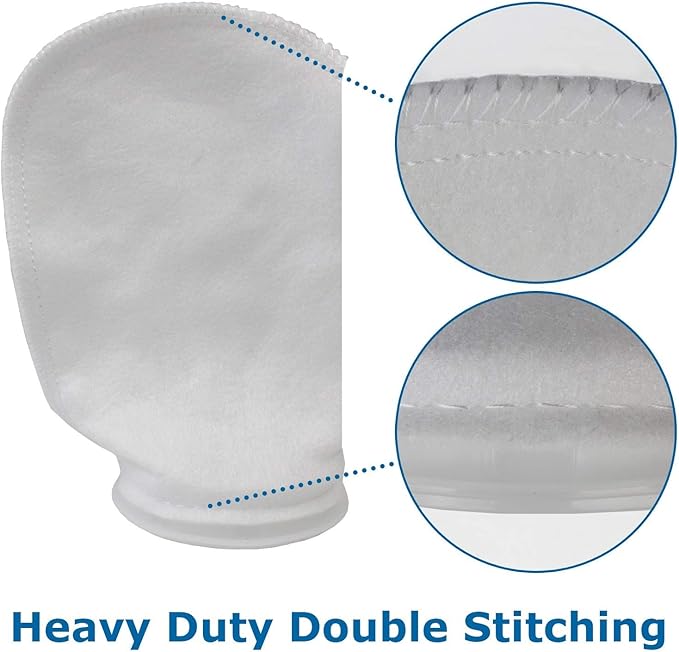 Blue Donuts Filter Sock 200 Micron, 4 Inch Ring by 8 Inch Long, Aquarium Filter Sock, Saltwater Filter Socks, Pack of 8, White
