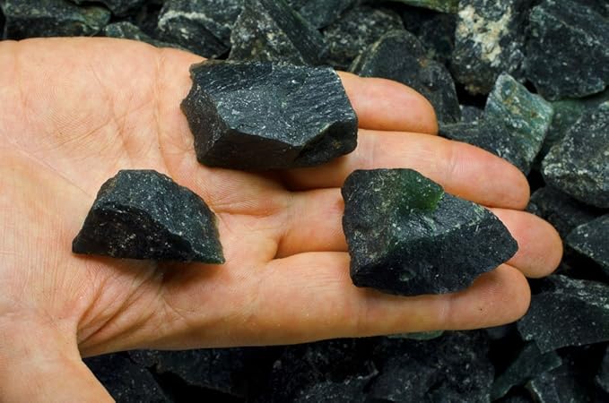 Fantasia Materials: 3 lbs Deep Green Serpentine Rough Stones from India