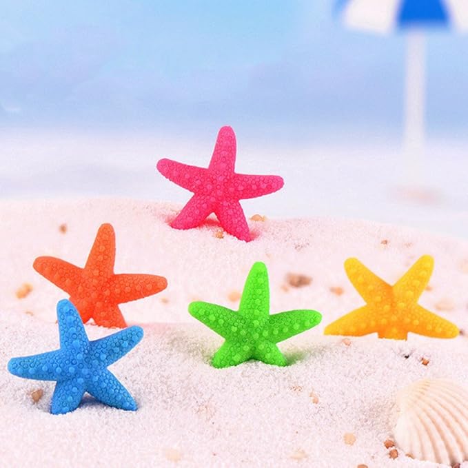 5 Pack Set Aquarium Ornaments Fish for Tank Decorations Artificial Resin Seastars Decor Safe and Aquarium Heater Light Thermometers Gravel Sand Decorations