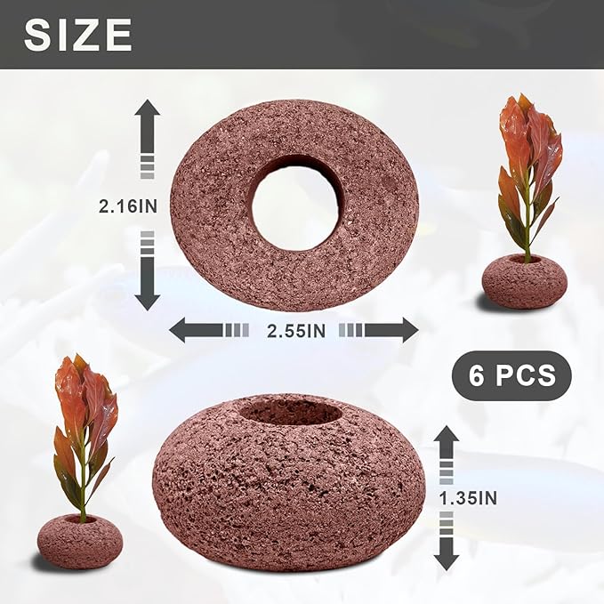 Stone Plant Weights for Aquarium Natural Rock Decorative 6 Pcs Fish Tank Landscape Plant Weights