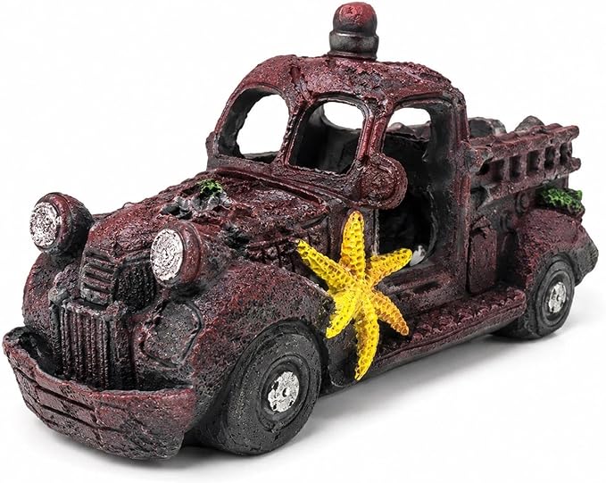 LOGOFUN Aquarium Wreck Car Decoration Simulation Wreck Car Model Resin Wrecks Cars for Fish Tank Aquarium Micro Landscape Decoration