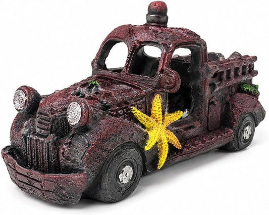 LOGOFUN Aquarium Wreck Car Decoration Simulation Wreck Car Model Resin Wrecks Cars for Fish Tank Aquarium Micro Landscape Decoration