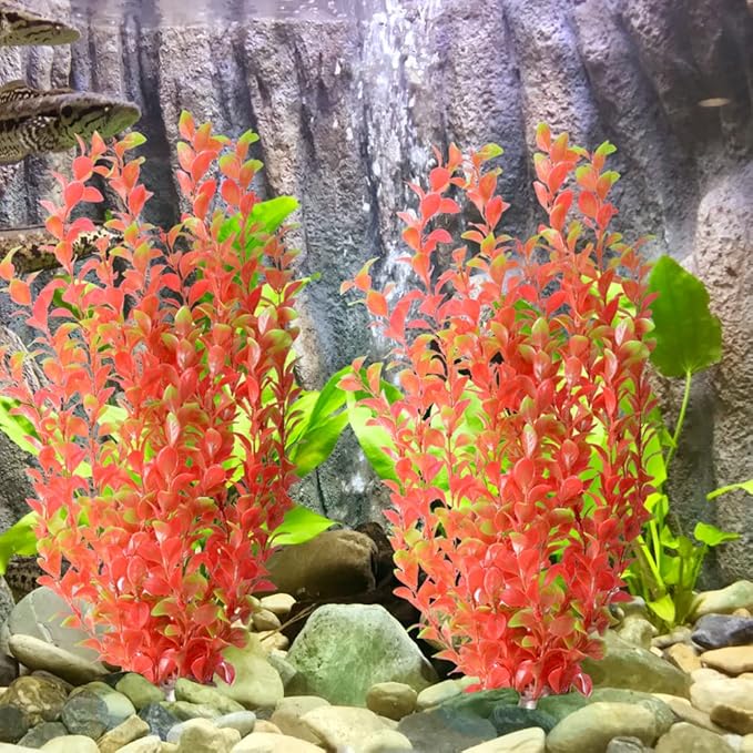Saim Aquarium Artificial Plastic Plants Decor Fish Tank Ornament 16" Height Assorted Color