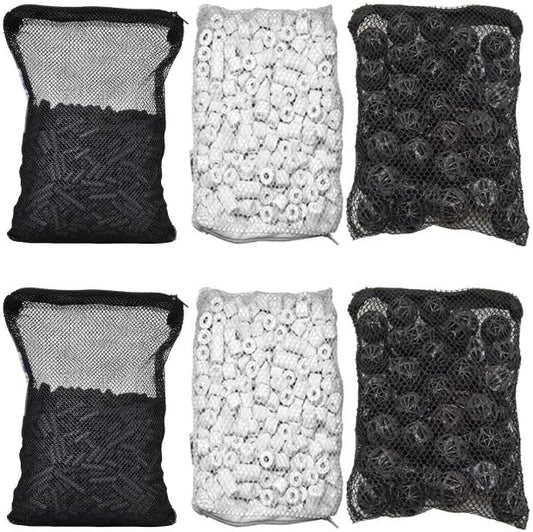 CNZ Aquarium Filter Media Kits (Double Pack) - Activated Carbon, bio Ball, Ceramic Ring, CNZCBR2PK