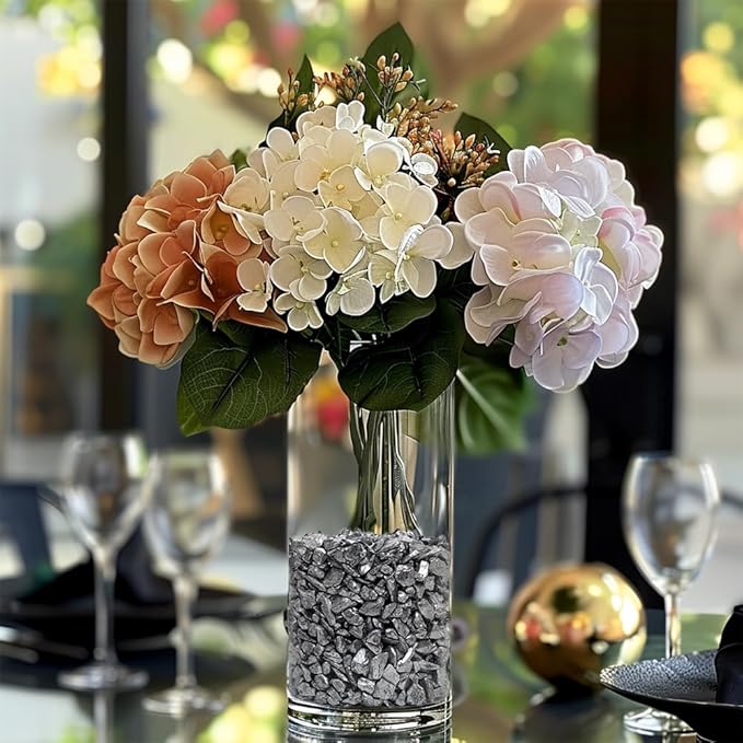 HappyFiller 3-7mm Candle Holder Mini Rocks,Vase Fillers Small Gravels Stones,Terrarium Succulent Planter Soil Cover Decor Pebbles,Aquarium Fishbowl Granule,Crushed Glass,Silver 0.81 LB