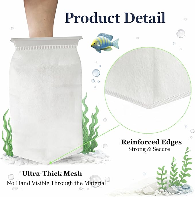 2-Pack Rectangle Filter Socks for Aquarium, 7″x4.5″ Durable Polyester Mesh, 200 Micron Efficient Debris Filtration for Saltwater & Freshwater Fish Tanks