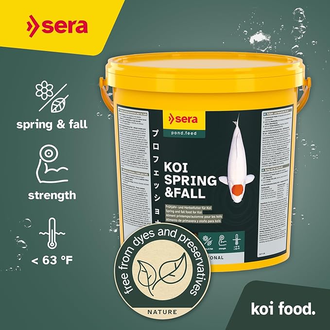 Sera Koi Professional Spring & Fall Food 15.43lb| Floating Pellets for Immune Support & Condition | for Temperatures Below 63°F | Enriched with Vitamins & Omega Fatty Acids