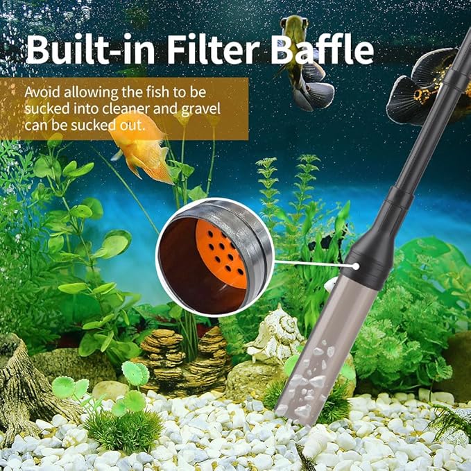 Large Gravel Vacuum for Aquarium, Adjustable Length Manual 256GPH Aquarium Gravel Cleaners, Low Water Level Fish Tank Water Changer with Suction Ball, Use for Fish Tank Cleaning Gravel and Sand