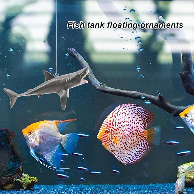 Floating Shark Ornament - Adjustable Aquarium Shark Animal Decor, Shark Pool Décor | Aquarium Floating Shark Ornaments Thematic Ornaments Suitable for Aquarium All Kinds Pet Supplies