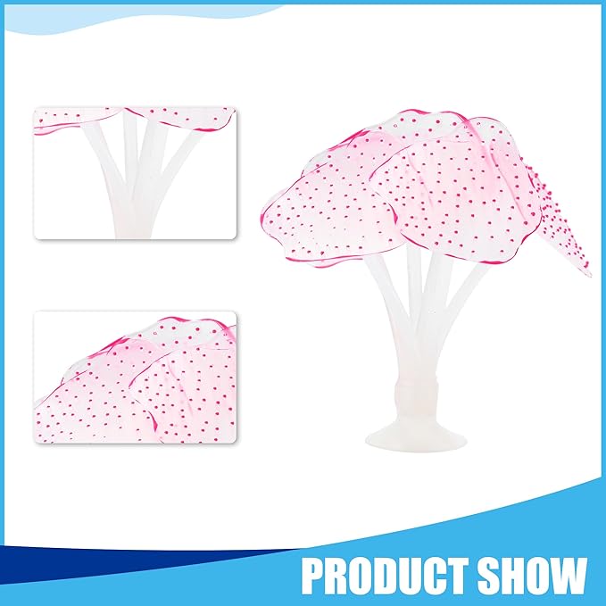 Silicone Glowing Simulation Coral, Fluorescence Aquatic Artificial Coral for Aquarium (Pink)