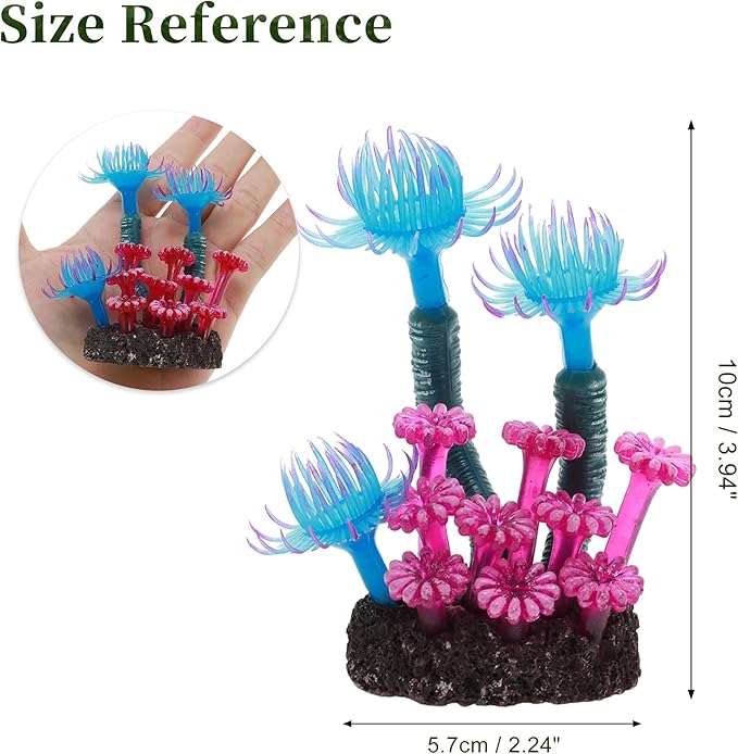 Aquarium Coral, Luminous Fish Tank Ornaments, Silicone Aquarium Plants, Fish Tank Coral, Fake Coral for Fish Landscape Decoration Aquarium Ornaments, Blue Deep Purple