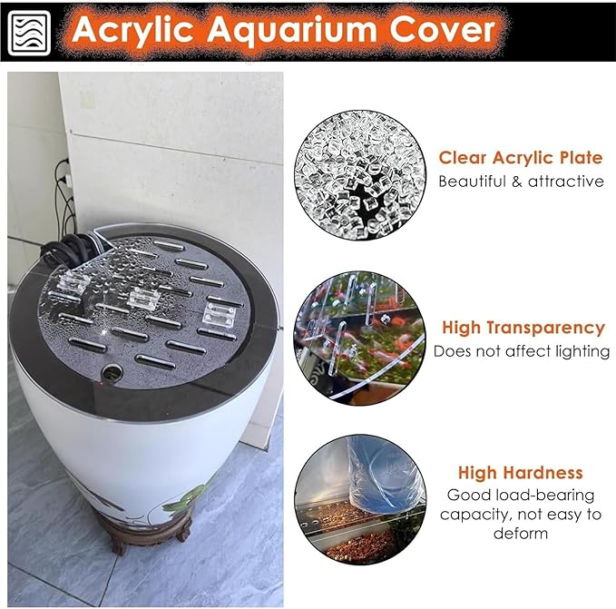 Aquarium Anti-Jump Cover， Foldable Terrarium Top Covers Detachable Temporary Jumping Proof Hood with Vent Port Custom Size(13.0in(330mm))