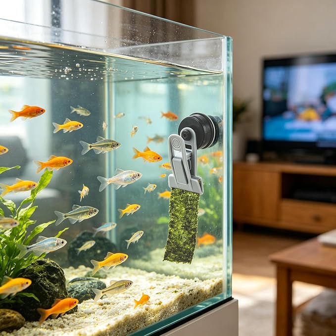 Goldfish Feeder, Portable Fish Tank Feeder, Portable Home Fish Tank Feeding Ring, Functional Automatic Fish Feeder for Small Medium Large Tanks, Aquatic Pets & Betta Goldfish (White 2 Pcs)